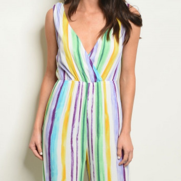 GIRLY & FLIRTY RAINBOW STRIPE JUMPSUIT - Picture 5 of 6